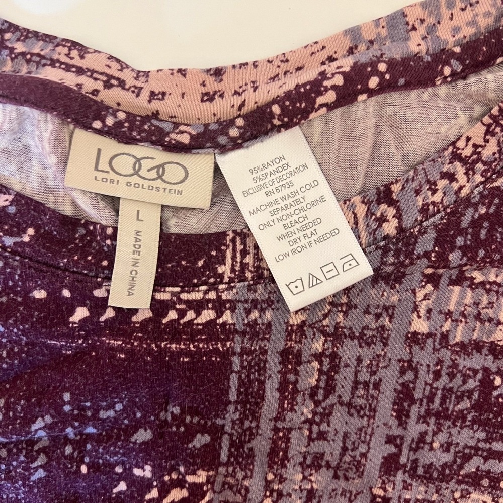 LOGO by Lori Goldstein Women's Long Sleeve Tunic Top Abstract‎ Print Size Large - Picture 8 of 9
